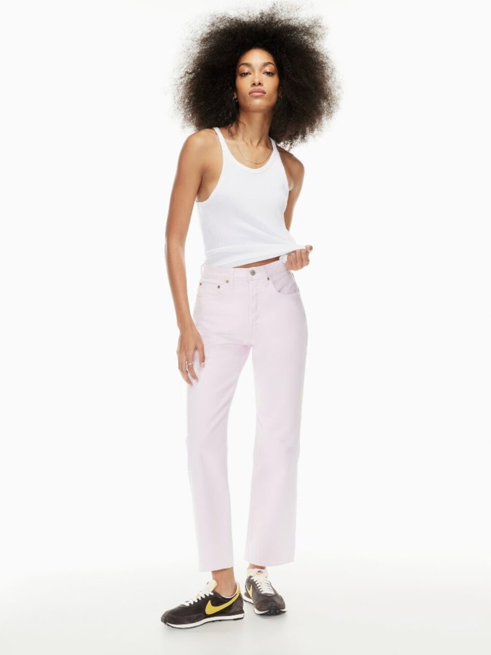 Aritzia denim forum the Joni high rise loose jeans baby pink